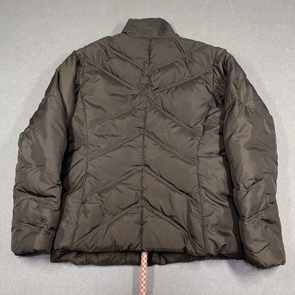 Eddie Bauer Jacket Womens Medium Brown Premium Goose Down Puffer Floral Full Zip - Picture 8 of 16